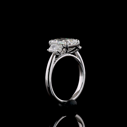 3.31 CTTW Radiant Lab Grown Diamond 3 Stones Ring Sz. 6 (E Color and VVS1 Clarity)
