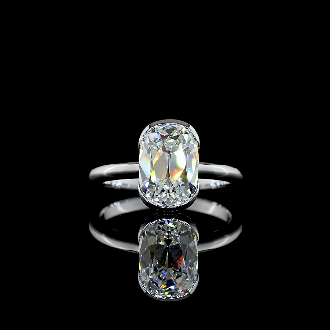 2.64 CT Antique Cushion Lab Diamond Solitaire Ring (E Color and VVS1 Clarity)