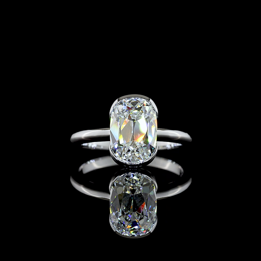 2.64 CT Antique Cushion Lab Diamond Solitaire Ring (E Color and VVS1 Clarity)