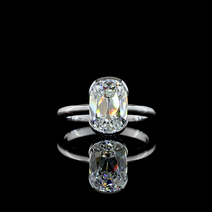 2.64 CT Antique Cushion Lab Grown Diamond Solitaire Ring Sz. 6.5 (E Color and VVS1 Clarity)