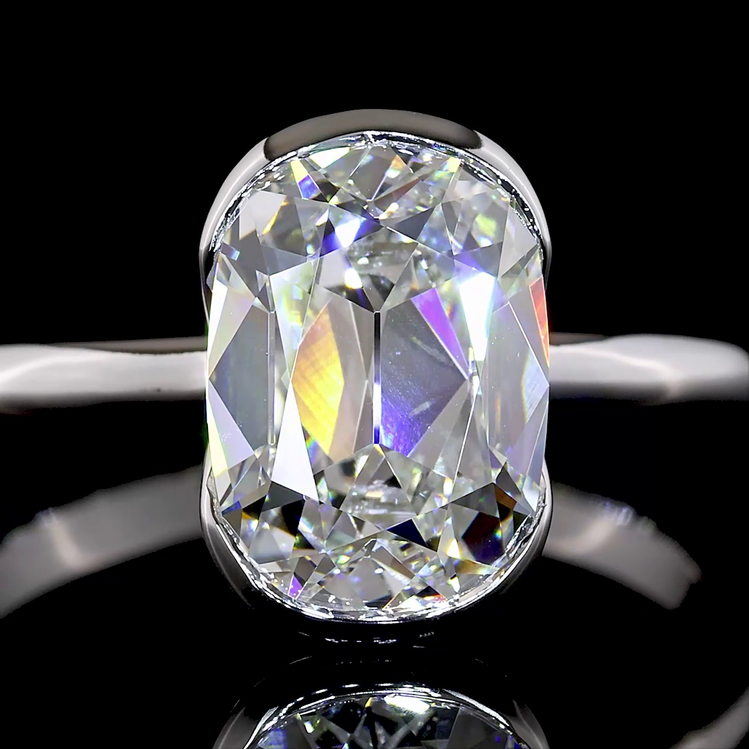 2.64 CT Antique Cushion Lab Diamond Solitaire Ring (E Color and VVS1 Clarity)