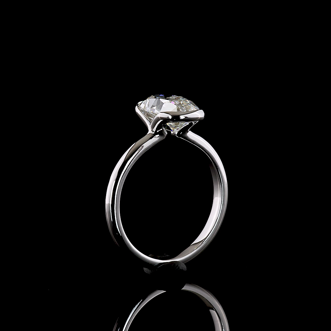 2.64 CT Antique Cushion Lab Diamond Solitaire Ring (E Color and VVS1 Clarity)