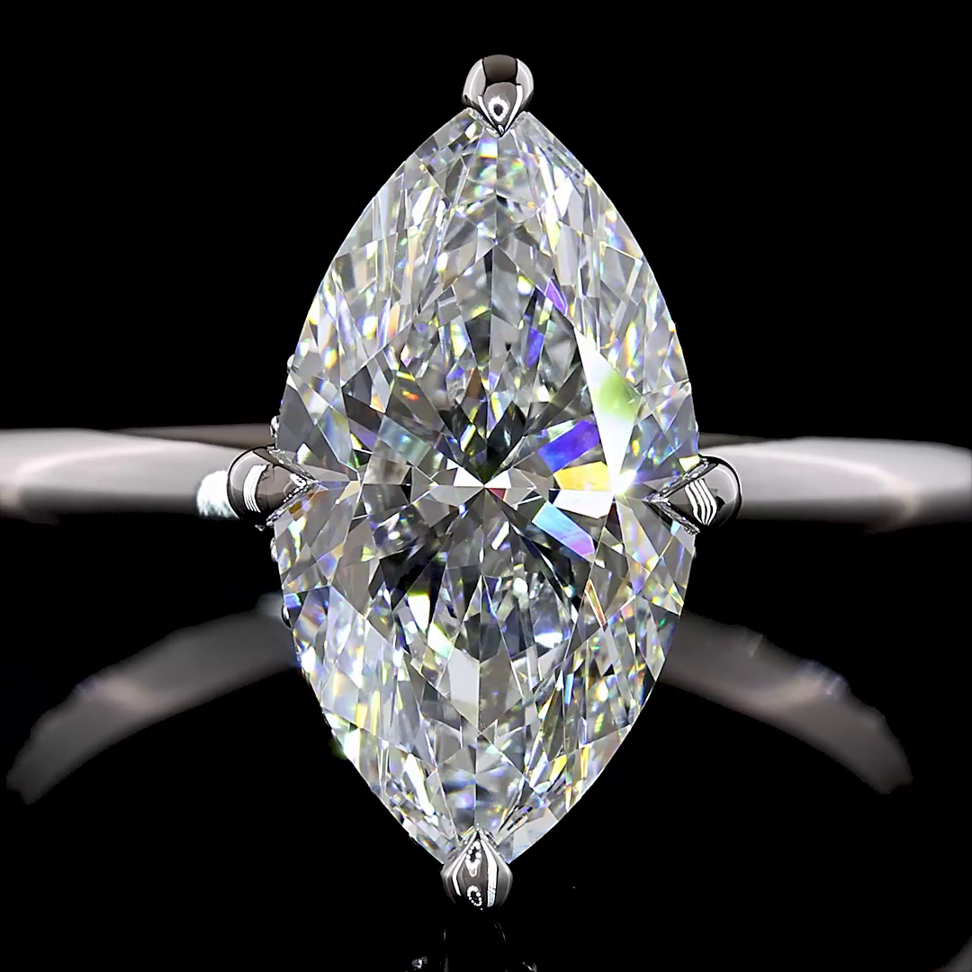 2.67 CTTW Marquise Lab Grown Diamond Hidden Halo Ring Sz. 6.5 (E Color and VS1 Clarity)
