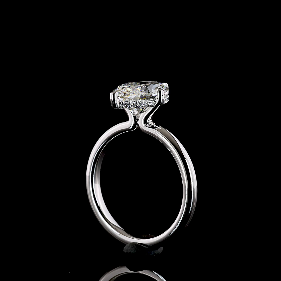 2.67 CTTW Marquise Lab Grown Diamond Hidden Halo Ring Sz. 6.5 (E Color and VS1 Clarity)