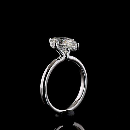 2.67 CTTW Marquise Lab Grown Diamond Hidden Halo Ring Sz. 6.5 (E Color and VS1 Clarity)
