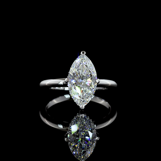 2.64 CTTW Marquise Lab Grown Diamond Hidden Halo Ring Sz. 6.5 (E Color and VVS2 Clarity)