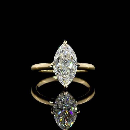 2.64 CTTW Marquise Lab Grown Diamond Hidden Halo Ring Sz. 6.5 (F Color and VVS2 Clarity)