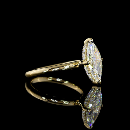 2.64 CTTW Marquise Lab Grown Diamond Hidden Halo Ring Sz. 6.5 (F Color and VVS2 Clarity)