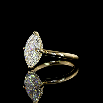 2.64 CTTW Marquise Lab Grown Diamond Hidden Halo Ring Sz. 6.5 (F Color and VVS2 Clarity)
