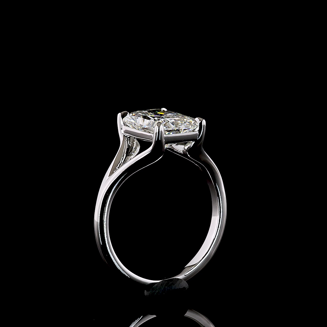 3.11 CT Radiant Lab Grown Diamond Solitaire Ring Sz. 6.5 (E Color and VVS2 Clarity)