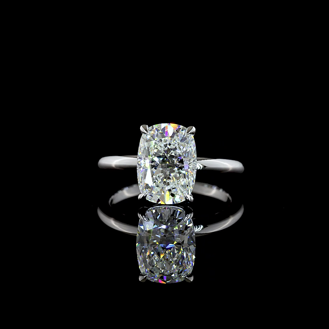 3.16 CT Cushion Brilliant Lab Grown Diamond Solitaire Ring Sz. 6.5 (E Color and VVS2 Clarity)