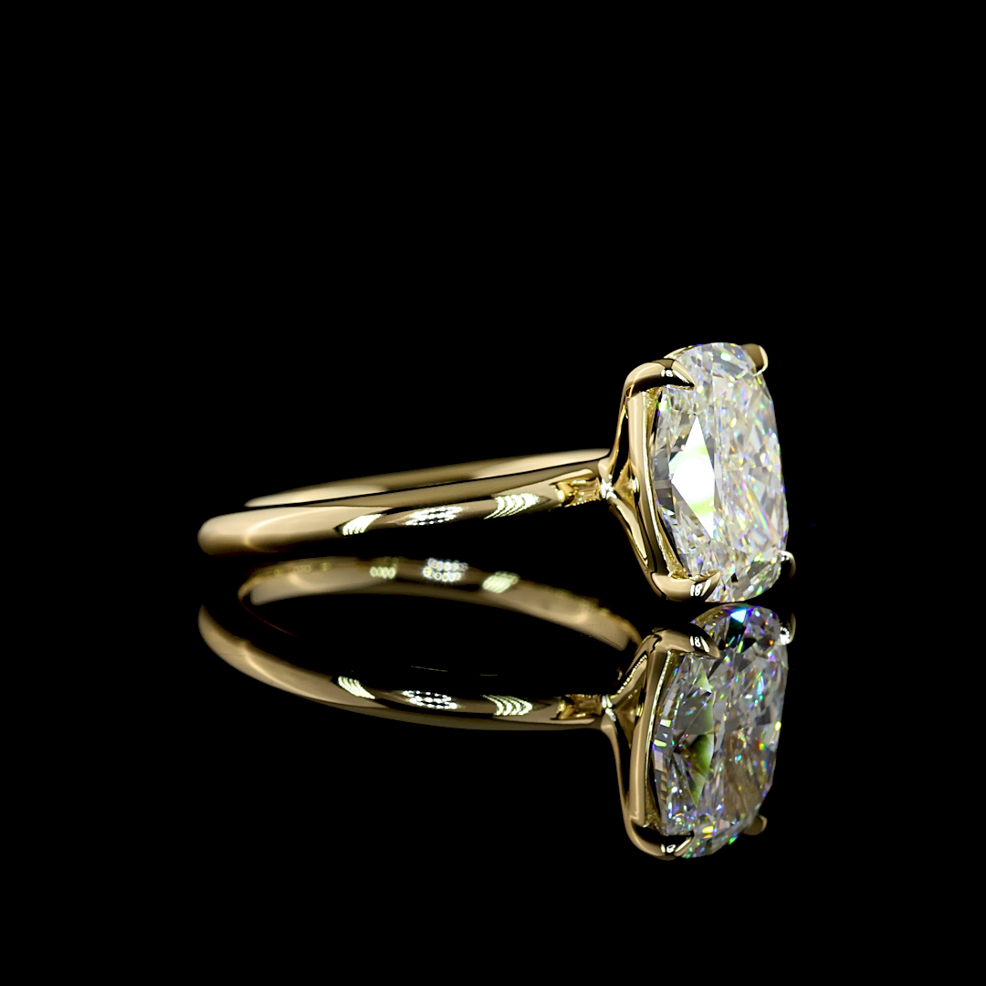 3.28 CT Cushion Brilliant Lab Grown Diamond Solitaire Ring Sz. 6.5 (E Color and VS1 Clarity)