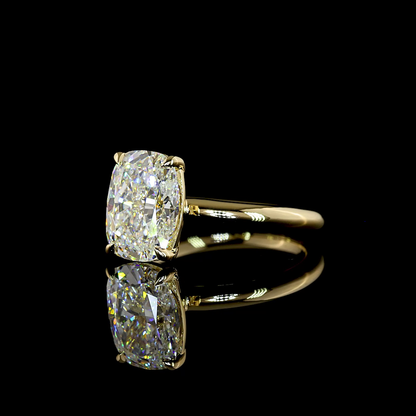 3.28 CT Cushion Brilliant Lab Grown Diamond Solitaire Ring Sz. 6.5 (E Color and VS1 Clarity)