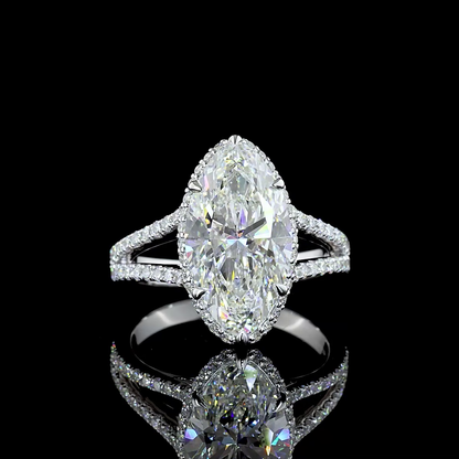 5.18 CTTW Marquise Modified Lab Grown Diamond Split Shank Ring Sz. 6.75 (E Color and VS1 Clarity)