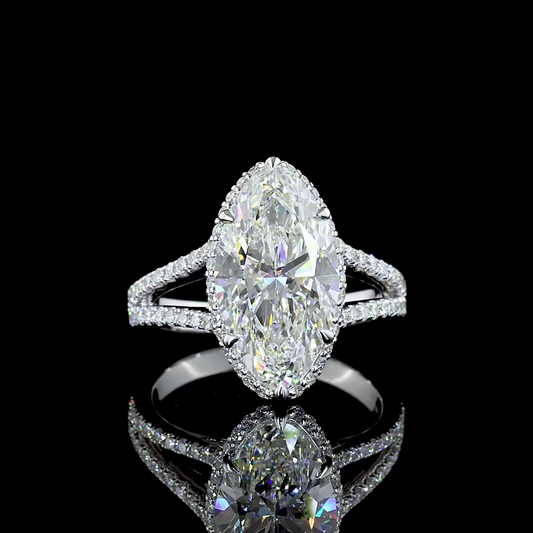 5.18 CTTW Marquise Modified Lab Grown Diamond Split Shank Ring Sz. 6.75 (E Color and VS1 Clarity)
