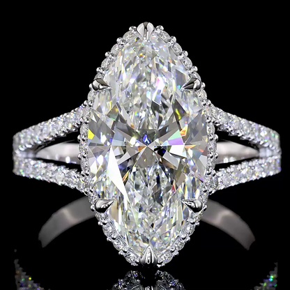 5.18 CTTW Marquise Modified Lab Grown Diamond Split Shank Ring Sz. 6.75 (E Color and VS1 Clarity)