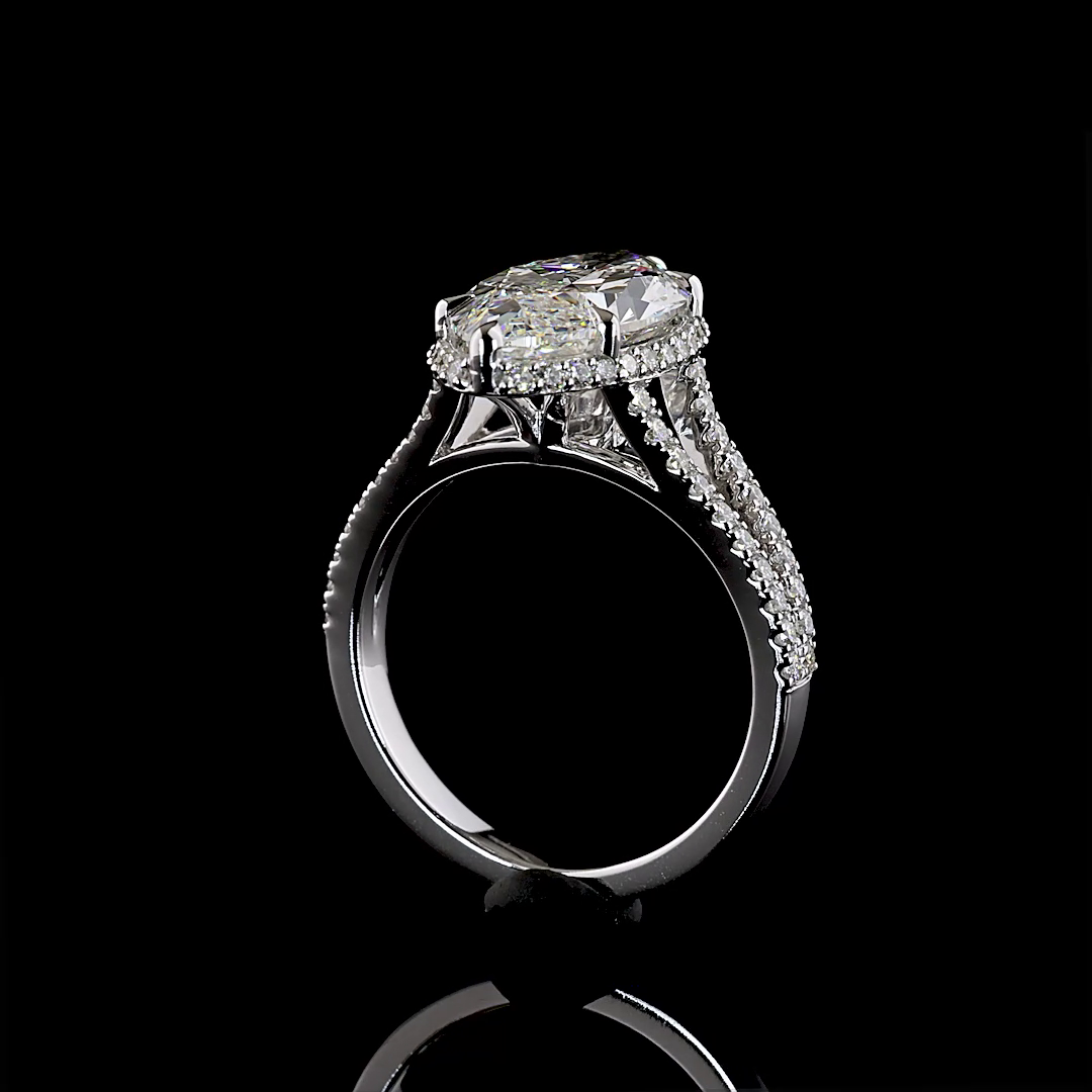 5.18 CTTW Marquise Modified Lab Grown Diamond Split Shank Ring Sz. 6.75 (E Color and VS1 Clarity)