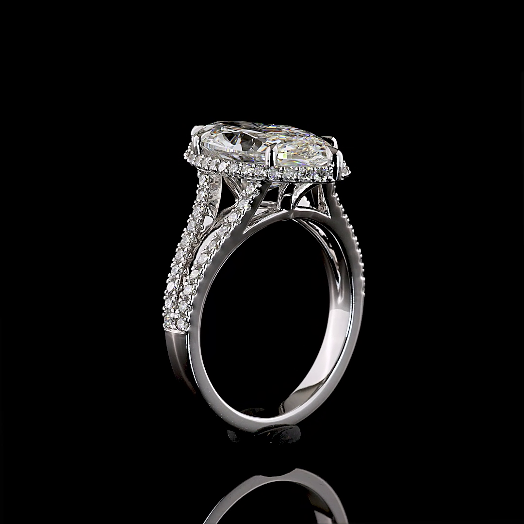 5.18 CTTW Marquise Modified Lab Grown Diamond Split Shank Ring Sz. 6.75 (E Color and VS1 Clarity)