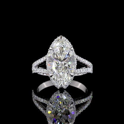 5.15 CTTW Marquise Modified Lab Grown Diamond Split Shank Ring Sz. 6.75 (F Color and VVS2 Clarity)