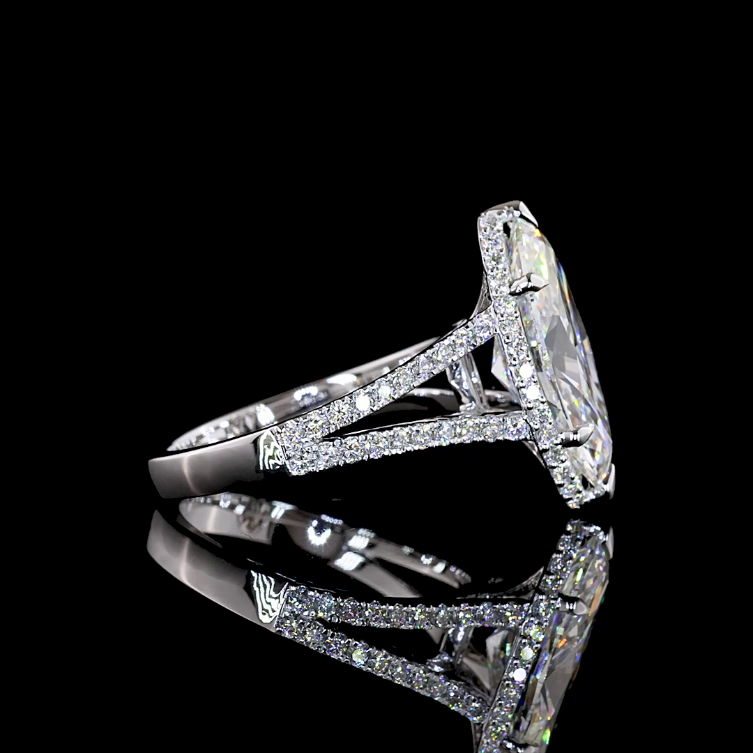 5.15 CTTW Marquise Modified Lab Grown Diamond Split Shank Ring Sz. 6.75 (F Color and VVS2 Clarity)