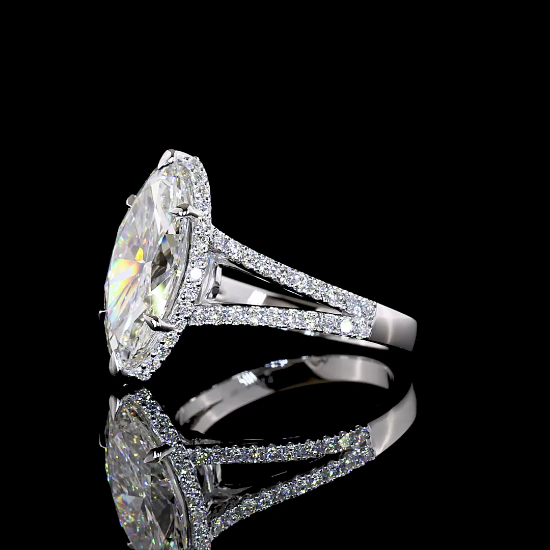 5.15 CTTW Marquise Modified Lab Grown Diamond Split Shank Ring Sz. 6.75 (F Color and VVS2 Clarity)