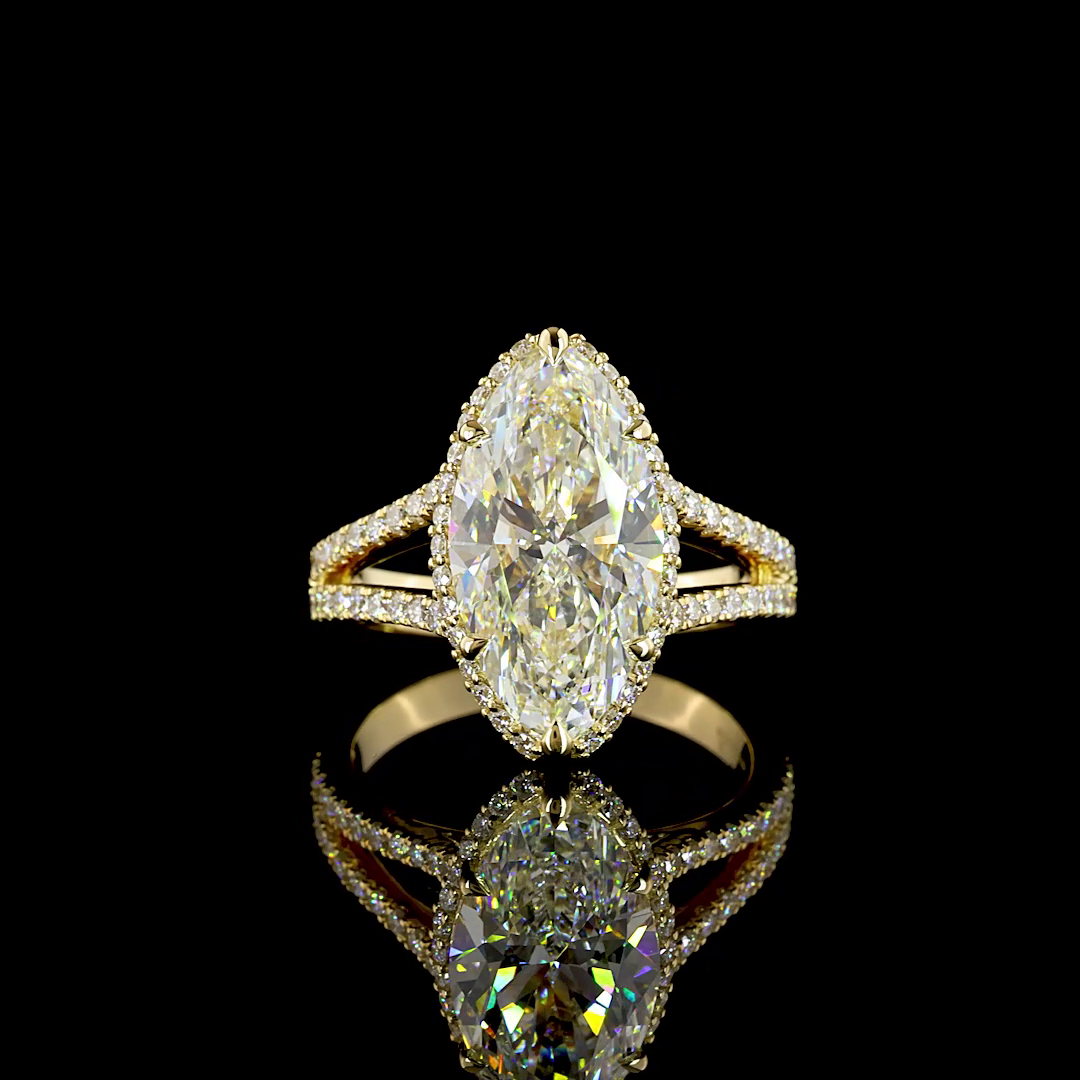5.16 CTTW Marquise Modified Lab Grown Diamond Split Shank Ring Sz. 6.75 (F Color and VVS2 Clarity)