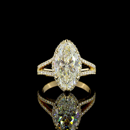 5.16 CTTW Marquise Modified Lab Grown Diamond Split Shank Ring Sz. 6.75 (F Color and VVS2 Clarity)