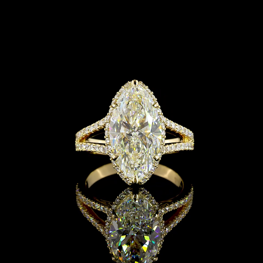 5.16 CTTW Marquise Modified Lab Grown Diamond Split Shank Ring Sz. 6.75 (F Color and VVS2 Clarity)