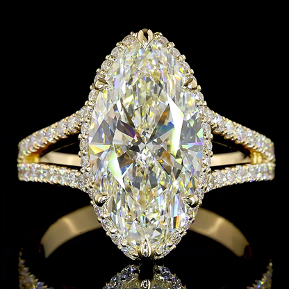 5.16 CTTW Marquise Modified Lab Grown Diamond Split Shank Ring Sz. 6.75 (F Color and VVS2 Clarity)