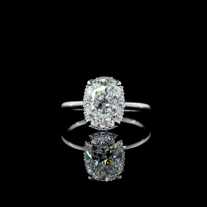 3.01 CTTW Cushion Brilliant Lab Grown Diamond Hidden Halo Ring Sz. 6.5 (F Color and VVS1 Clarity)