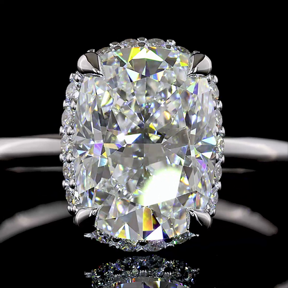 3.01 CTTW Cushion Brilliant Lab Grown Diamond Hidden Halo Ring Sz. 6.5 (F Color and VVS1 Clarity)