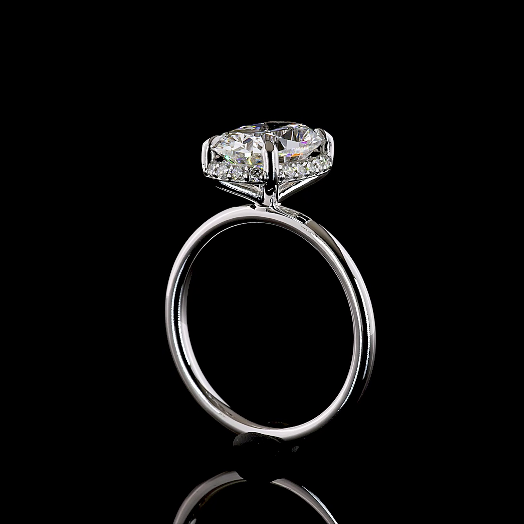 3.01 CTTW Cushion Brilliant Lab Grown Diamond Hidden Halo Ring Sz. 6.5 (F Color and VVS1 Clarity)