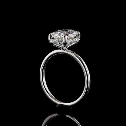 3.01 CTTW Cushion Brilliant Lab Grown Diamond Hidden Halo Ring Sz. 6.5 (F Color and VVS1 Clarity)
