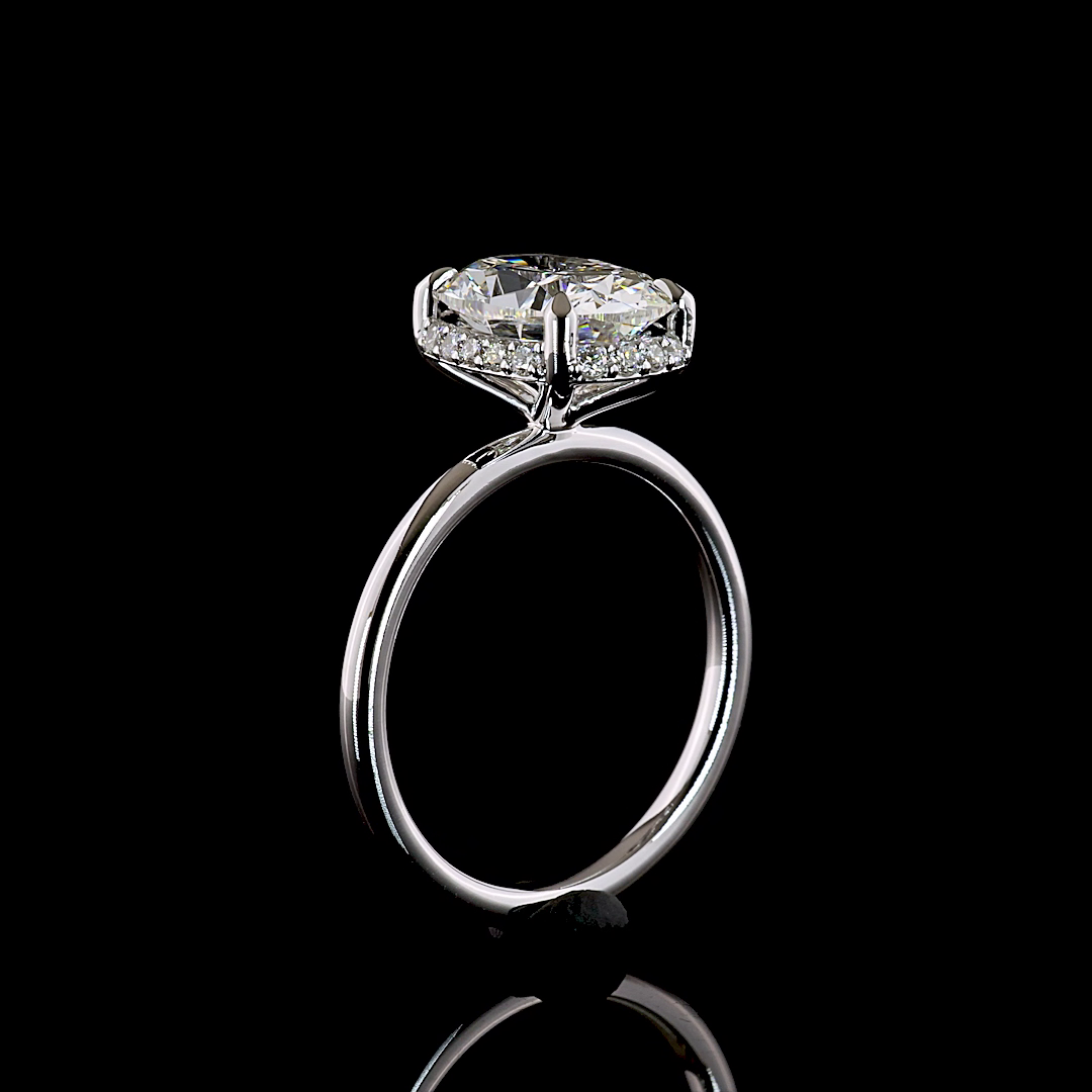 3.01 CTTW Cushion Brilliant Lab Grown Diamond Hidden Halo Ring Sz. 6.5 (F Color and VVS1 Clarity)