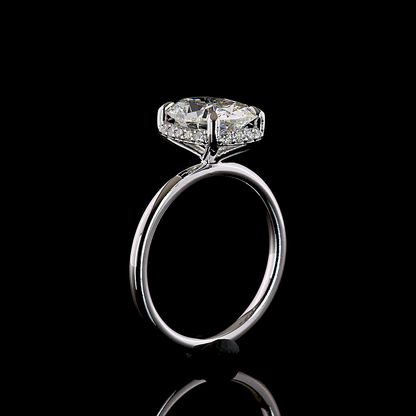 3.01 CTTW Cushion Brilliant Lab Grown Diamond Hidden Halo Ring Sz. 6.5 (F Color and VVS1 Clarity)