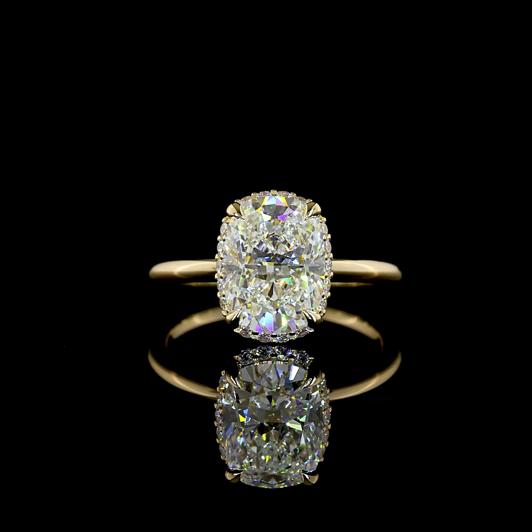 2.90 CTTW Cushion Brilliant Lab Grown Diamond Hidden Halo Ring Sz. 6.5 (E Color and VVS2 Clarity)