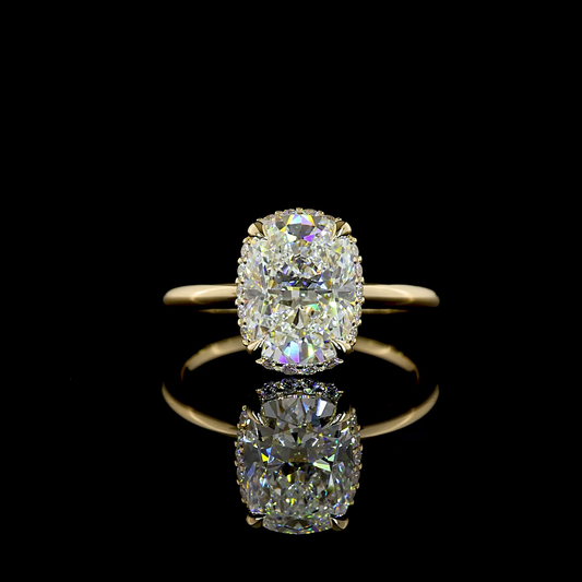2.90 CTTW Cushion Brilliant Lab Grown Diamond Hidden Halo Ring Sz. 6.5 (E Color and VVS2 Clarity)