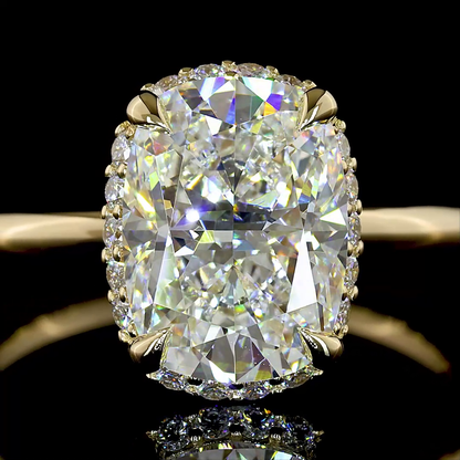 2.90 CTTW Cushion Brilliant Lab Grown Diamond Hidden Halo Ring Sz. 6.5 (E Color and VVS2 Clarity)