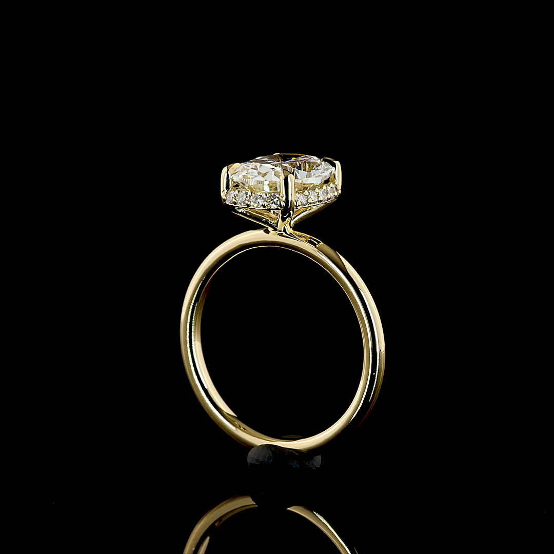 2.90 CTTW Cushion Brilliant Lab Grown Diamond Hidden Halo Ring Sz. 6.5 (E Color and VVS2 Clarity)