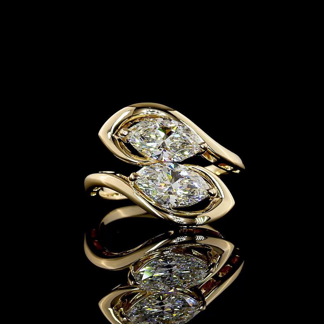 2.04 CTTW Marquise Lab Grown Diamond Toi et Moi Ring Sz. 7 (E Color and VS1 Clarity)