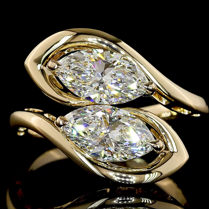2.04 CTTW Marquise Lab Grown Diamond Toi et Moi Ring Sz. 7 (E Color and VS1 Clarity)