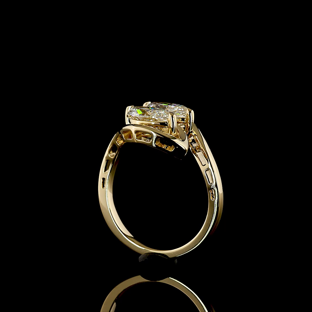 2.04 CTTW Marquise Lab Grown Diamond Toi et Moi Ring Sz. 7 (E Color and VS1 Clarity)