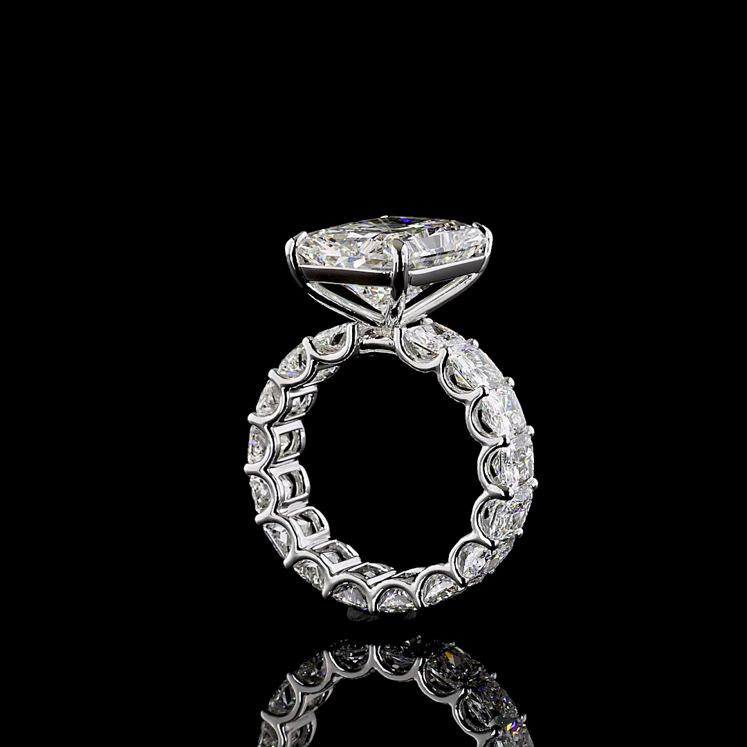 16.90 CTTW Radiant Lab Grown Diamond Solitaire Diamond Shank Ring Sz. 6.5 (F Color and VVS2 Clarity)
