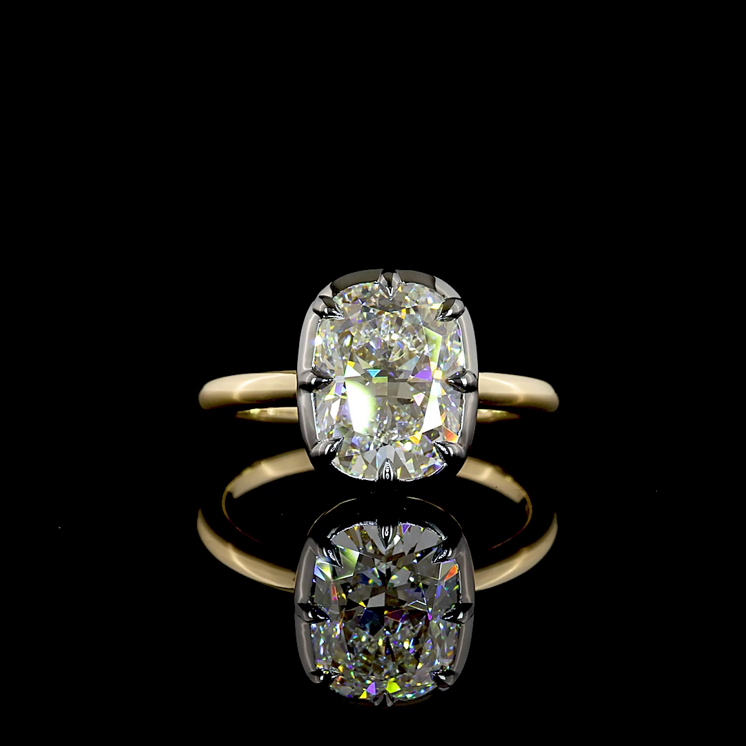 3.09 CT Cushion Modified Lab Grown Diamond Solitaire Ring Sz. 6 (F Color and VS1 Clarity)