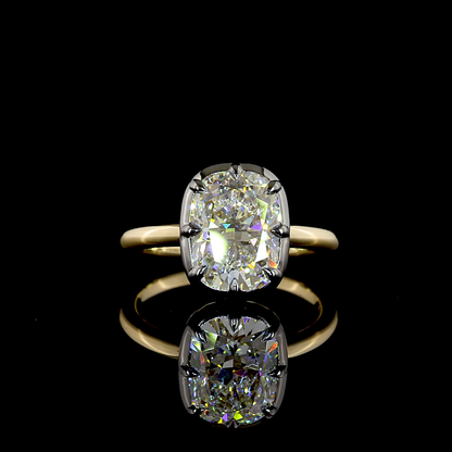 3.09 CT Cushion Modified Lab Grown Diamond Solitaire Ring Sz. 6 (F Color and VS1 Clarity)