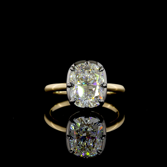 3.09 CT Cushion Modified Lab Grown Diamond Solitaire Ring Sz. 6 (F Color and VS1 Clarity)