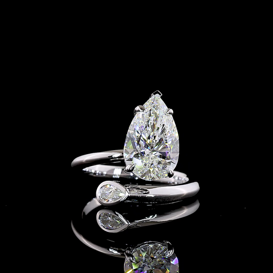 3.21 CTTW Pear Lab Diamond Toi et Moi Ring (E Color and VS1 Clarity)