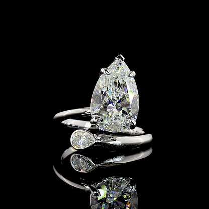 4.89 CTTW Pear Lab Grown Diamond Toi et Moi Ring Sz. 6.5 (E Color and VS1 Clarity)