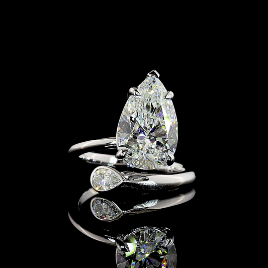 4.89 CTTW Pear Lab Grown Diamond Toi et Moi Ring Sz. 6.5 (E Color and VS1 Clarity)