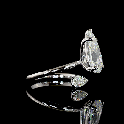 4.89 CTTW Pear Lab Grown Diamond Toi et Moi Ring Sz. 6.5 (E Color and VS1 Clarity)